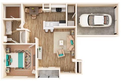 Floor plan for 1 bed, 1 bath, 786 sqft